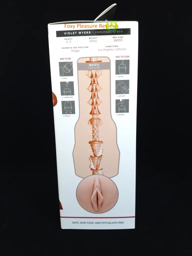 Right side of the Violet Myers Waifu Box showing the texture inside the sleeve