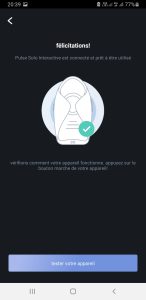 Connection successful between FeelConnect 3 app and the Pulse Solo Interactive